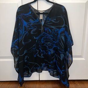 Alberto Makali Blue Poncho Blouse